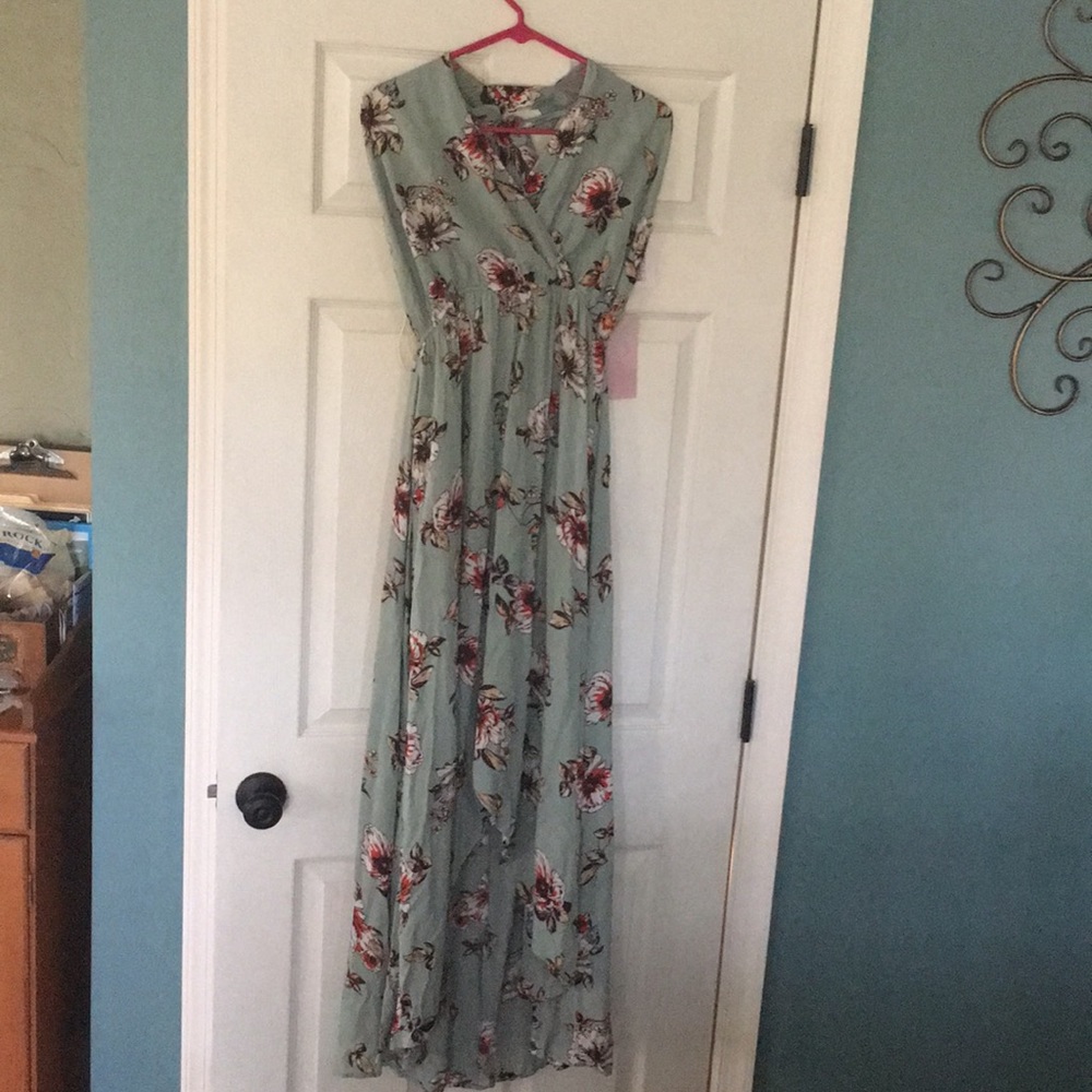 Sage floral romper maxi